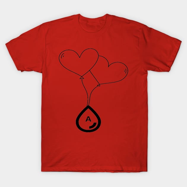 Heart with Blood Group A T-Shirt by Bharat Parv